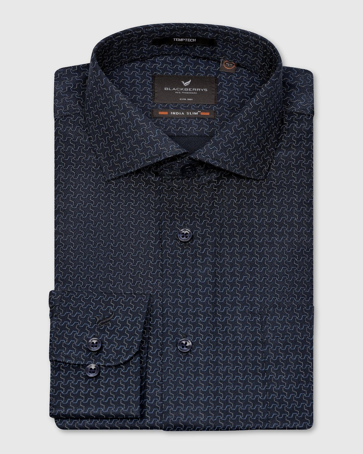 Blackberry Mens Formal Shirt F/S Nl-Tm-Pt-Rafael Navy