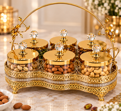 Lyte Club Premium 6-Piece Dry Fruit Box with Golden Serving Tray