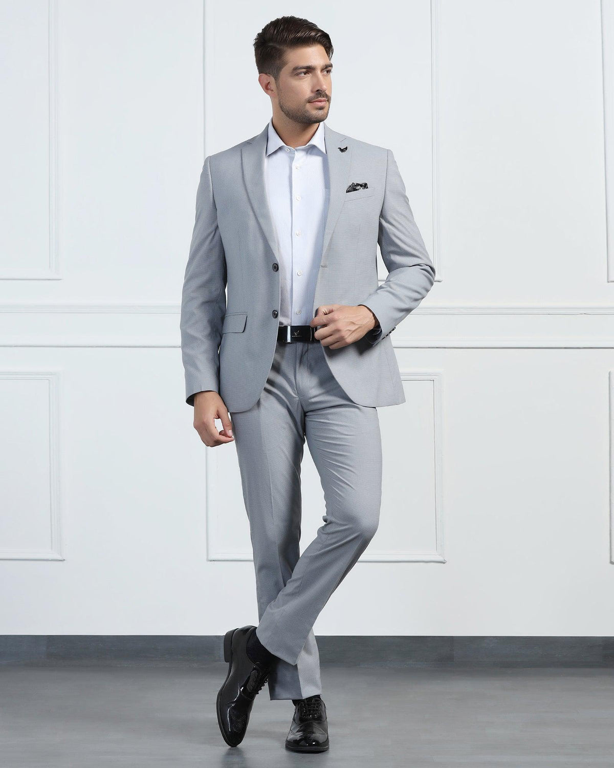Blackberry Mens Coat Suit 2Pcs Set Bp-Do-Pax1 Grey