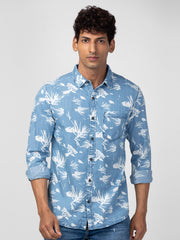 Spykar Mens Casual Shirt F/S Mshps1Bc099 Light Blue