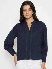 Madame Ladies Western Top H/S M5S18722 026 Navy