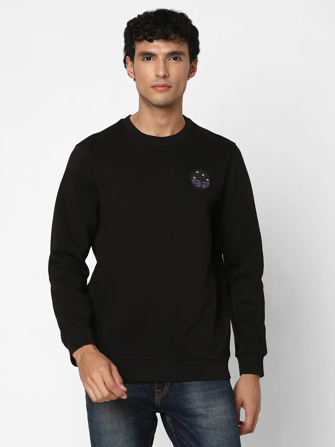 Spykar Mens Sweat Shirt F/S Msslgt2Bc071 Black