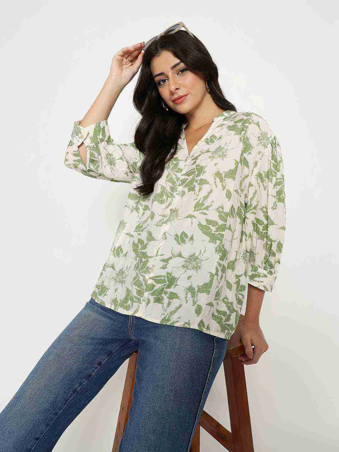 Madame Ladies Western Top H/S M5S18837 014 Green