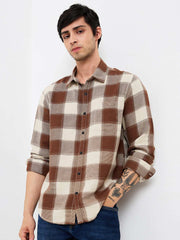 Spykar Mens Casual Shirt H/S Mshcs1Be158 Friar Brown