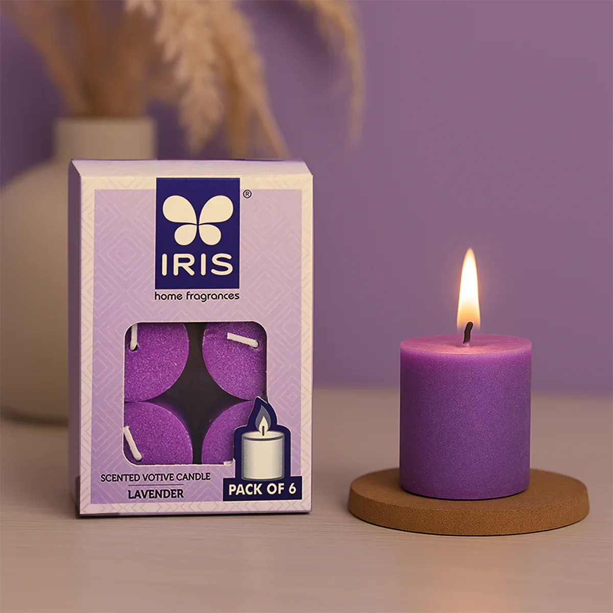 IRIS Lavender Votive Candles | Pack of 6