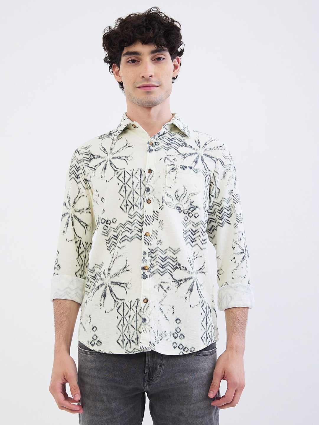 SPYKAR MENS CASUAL SHIRT F/S MSHPS2BE054 ECRU