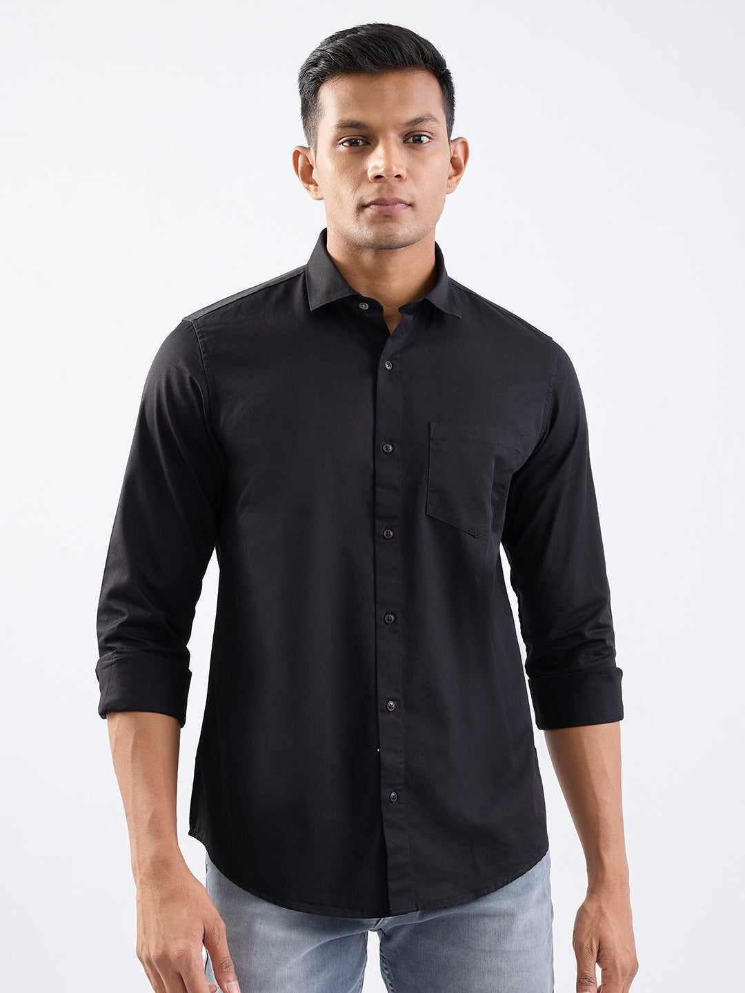 SPYKAR MENS CASUAL SHIRT F/S MSHSOS2BE276 BLACK