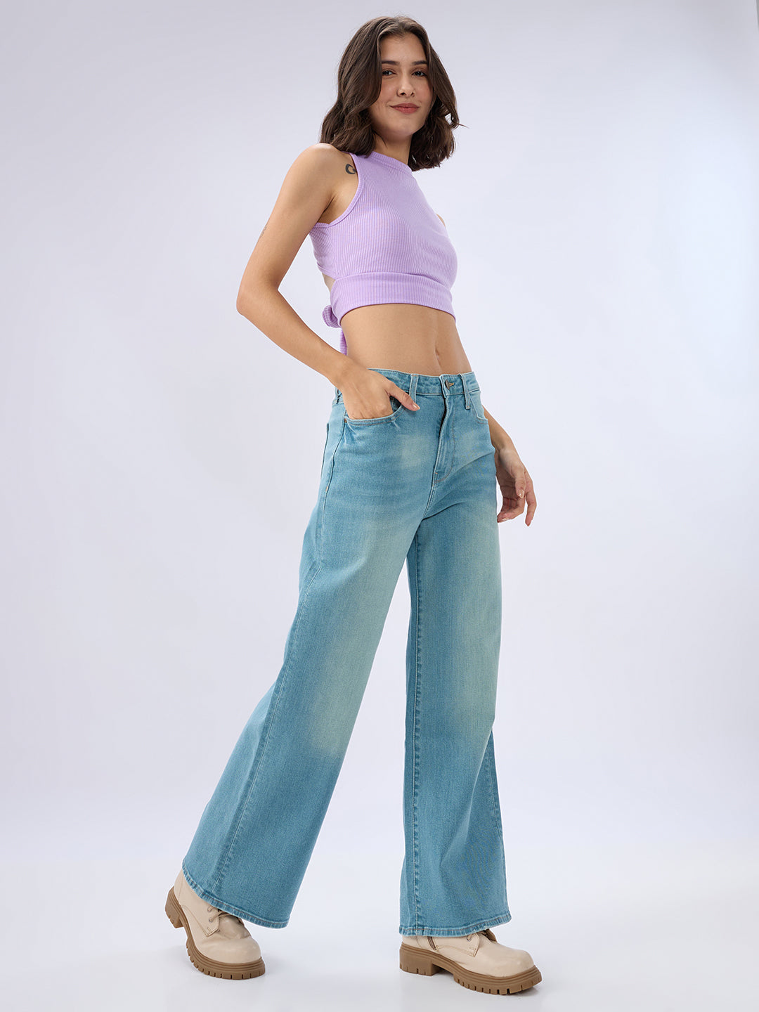 SPYKAR LADIES WESTERN JEANS WDBLW2BE323 MID BLUE