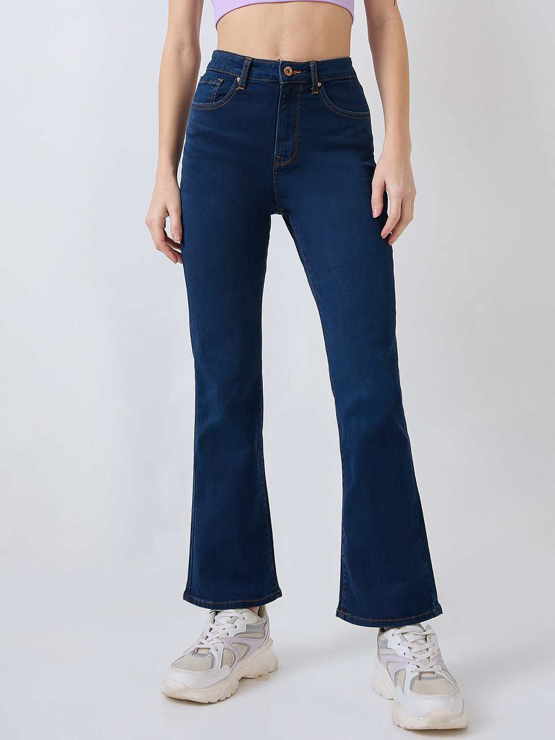 Women Blue Boot Cut High Rise Casual Jeans