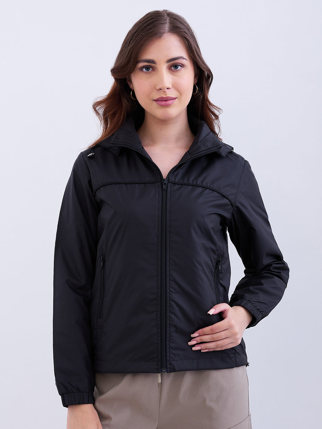 Spykar Black Regular Fit Casual Jackets For Women
