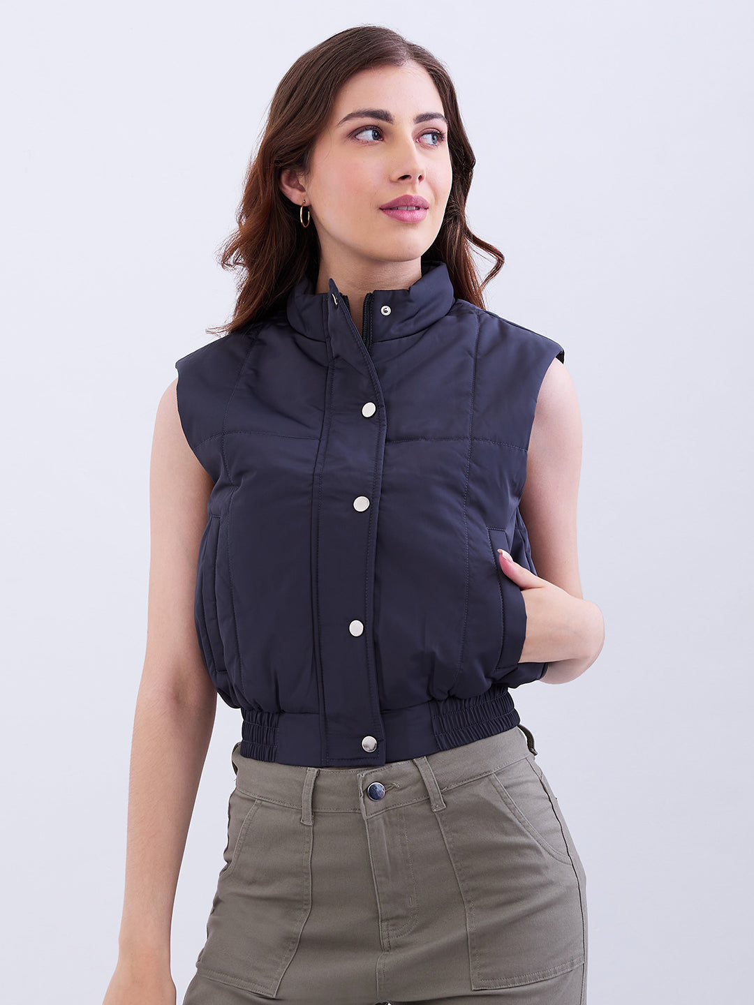 Women Grey Regular Fit Casual Jackets