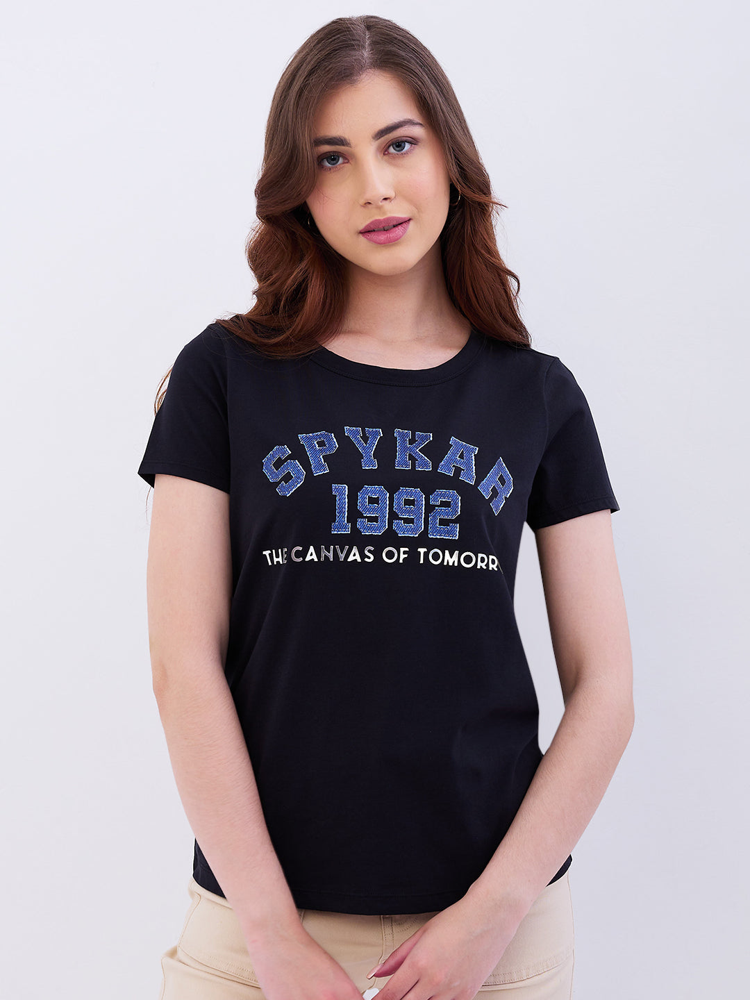 SPYKAR LADIES WESTERN T-SHIRT F/S WKTBC2BE040 BLACK