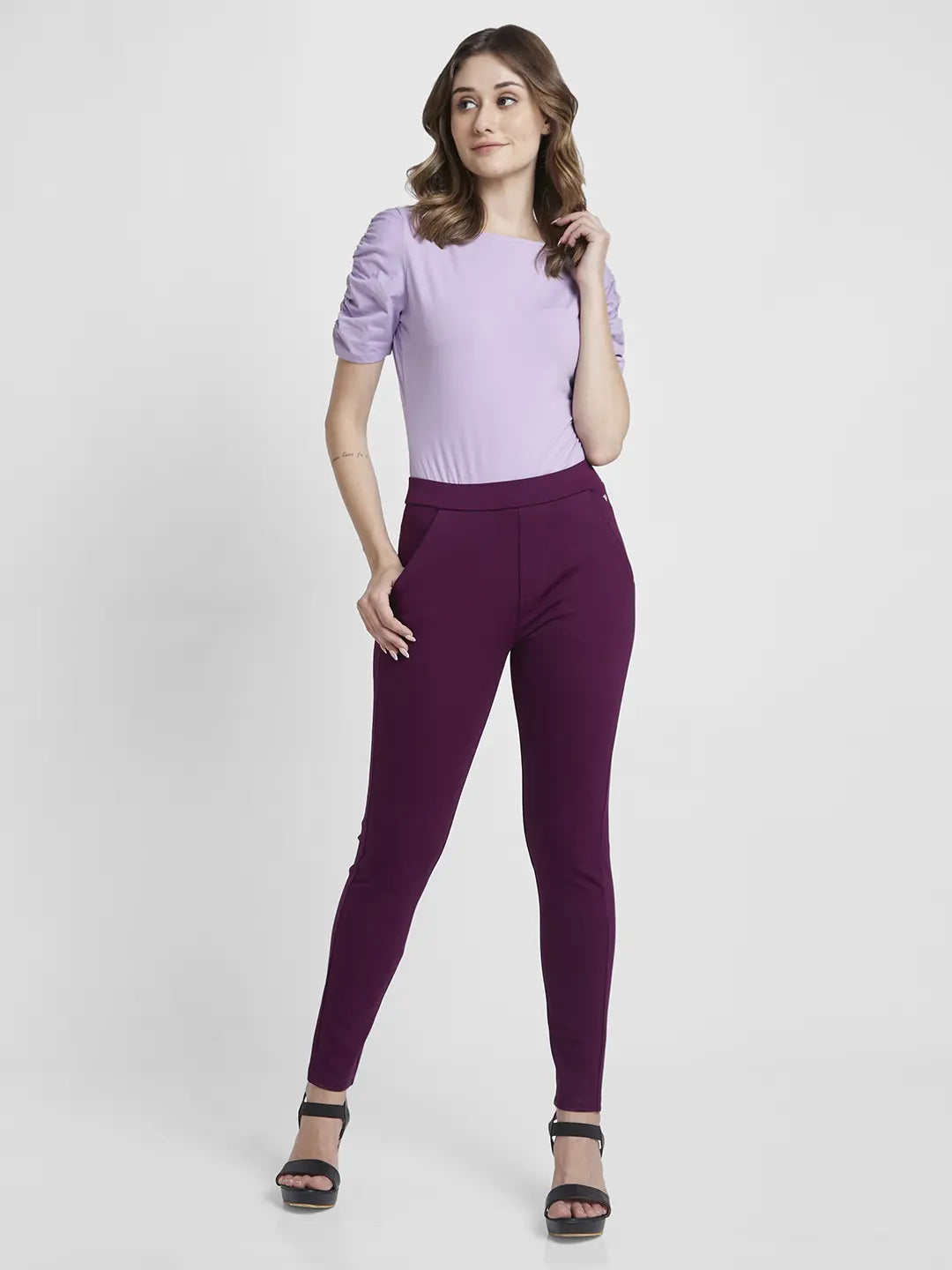 SPYKAR LADIES WESTERN WOOLEN PAJAMA WKTP2BD020 Wine Red
