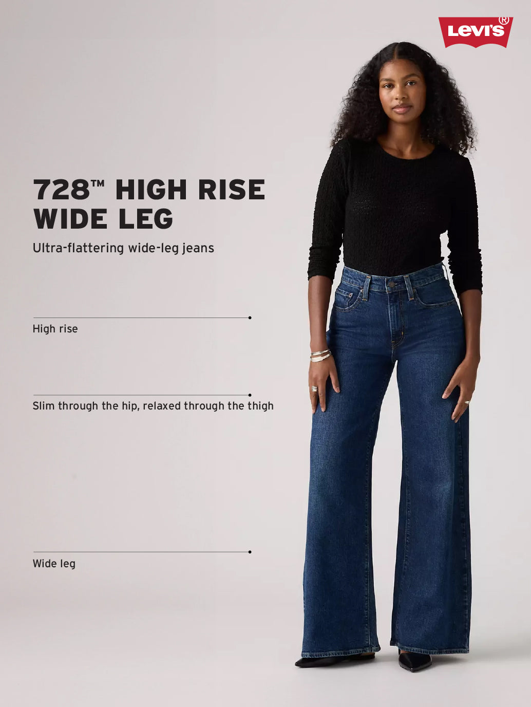 Women'S 728 Dark Blue Flared Fit High Rise Jeans