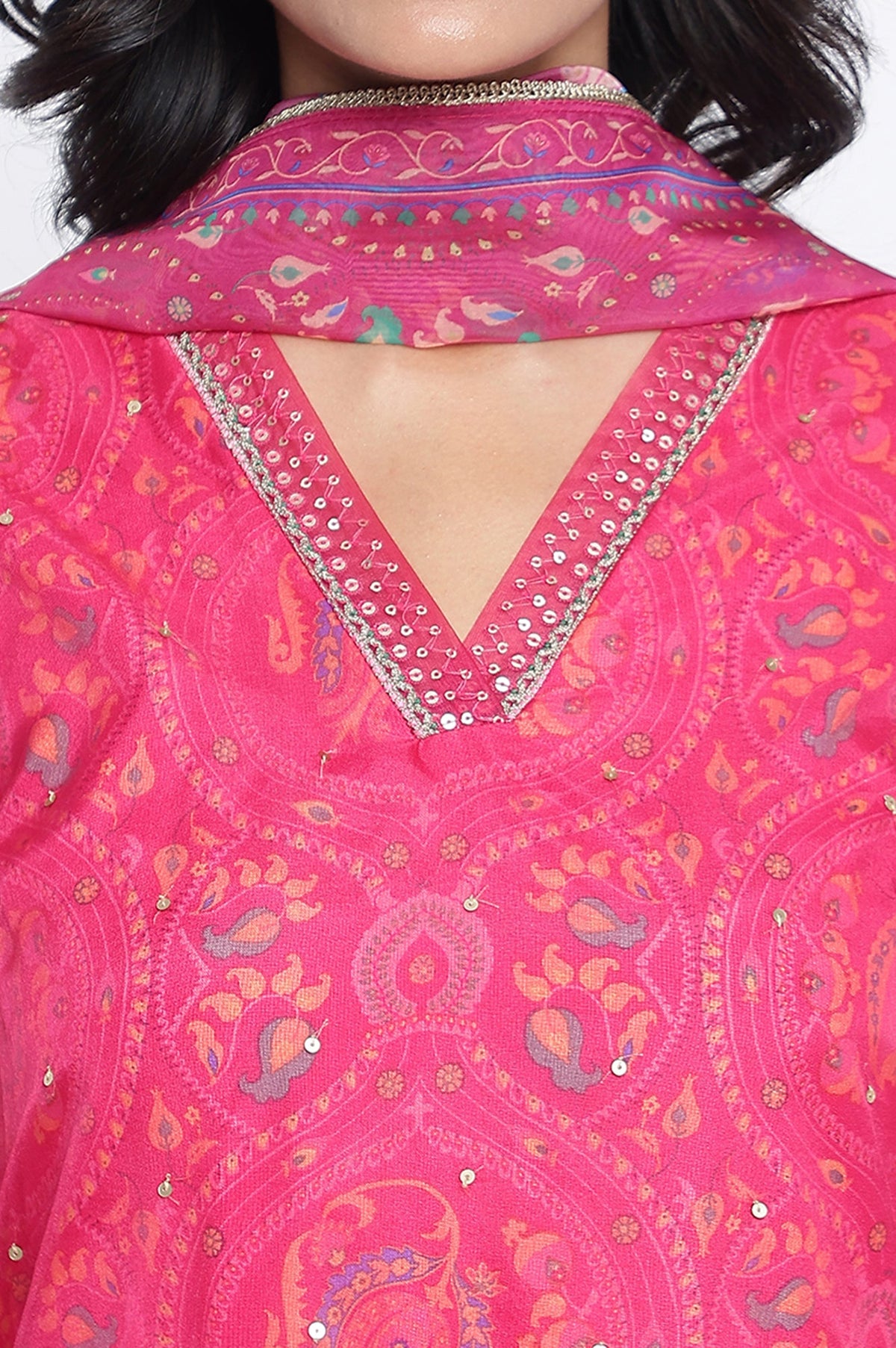 W Ladies Western Kurti 3Pcs Set Ws12120 124232