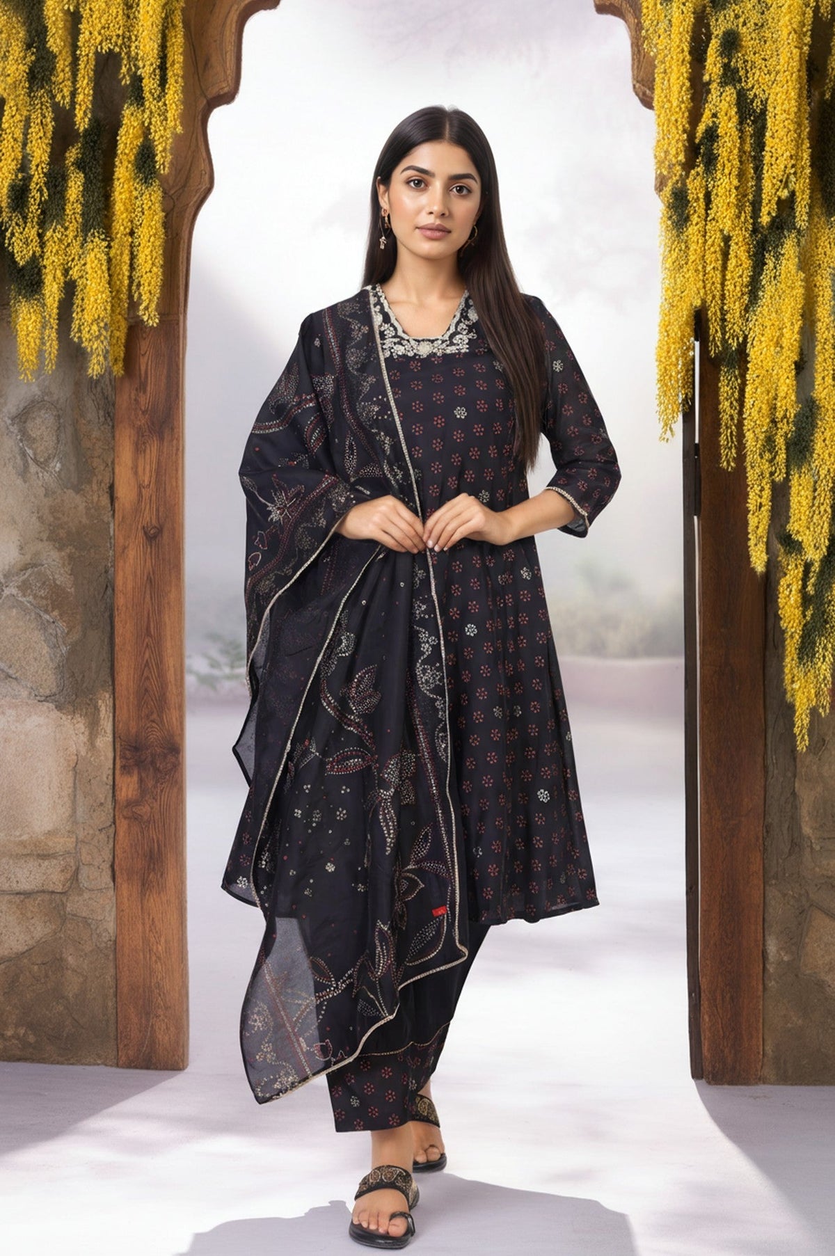 W Ladies Western W Kurti 3Pcs Set Ws13174 126443