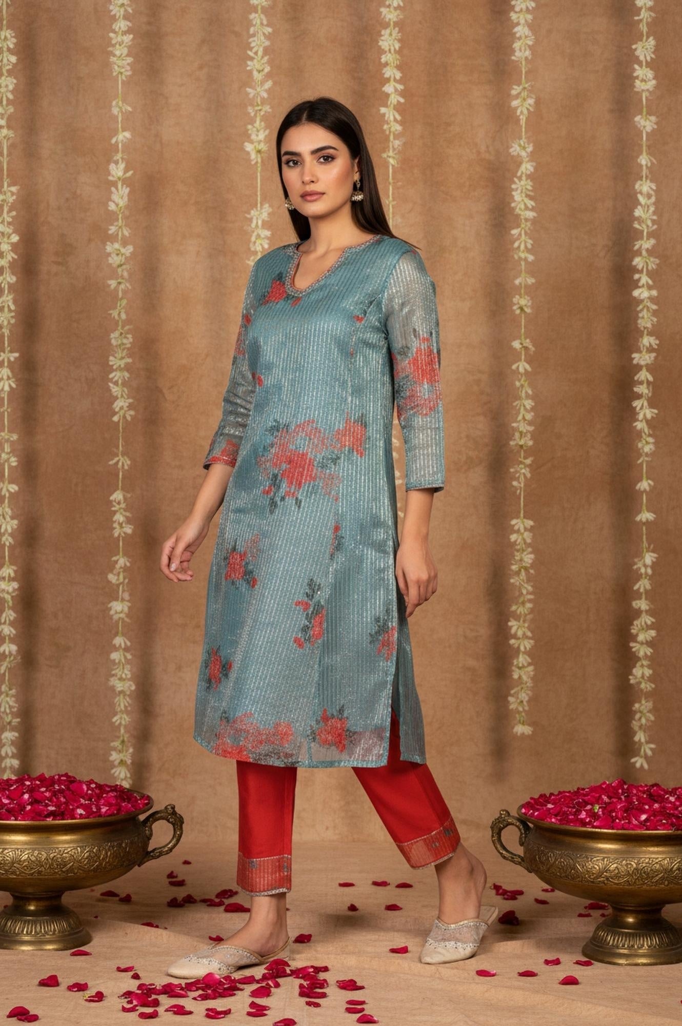 W Ladies Western Kurti 3Pcs Set Ws13196 126447