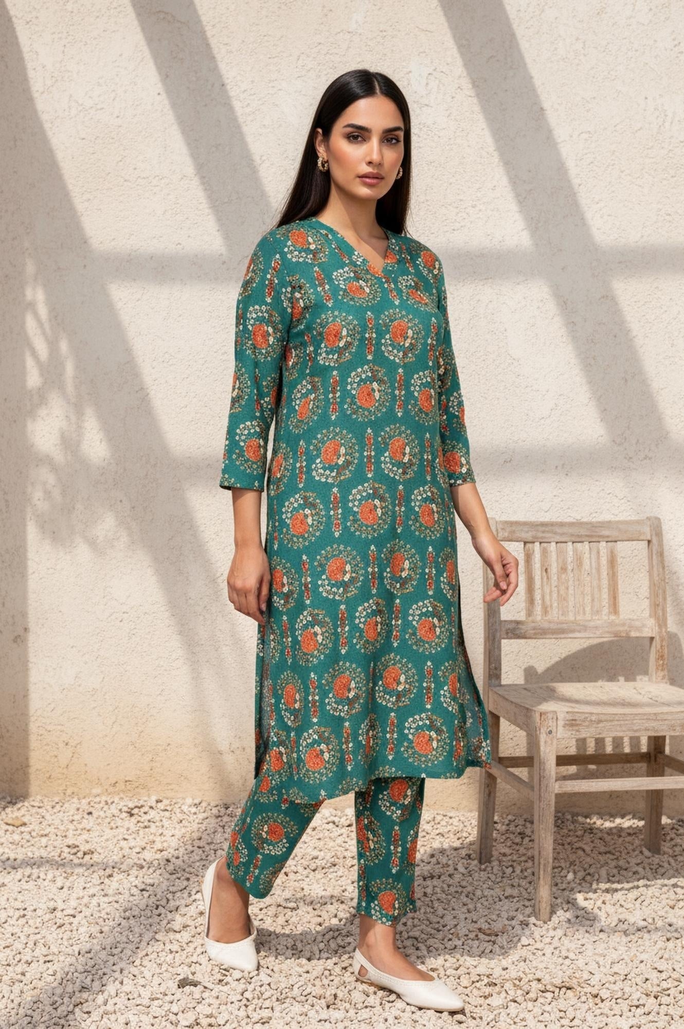 W Ladies Western Kurti 3Pcs Set Ws13526 127092