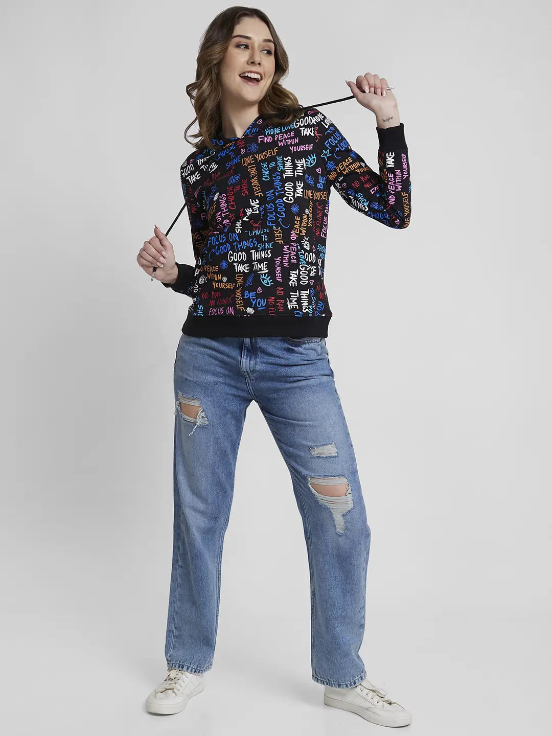 SPYKAR LADIES WESTERN SWEAT SHIRT WSSHEV2BD084 BLACK