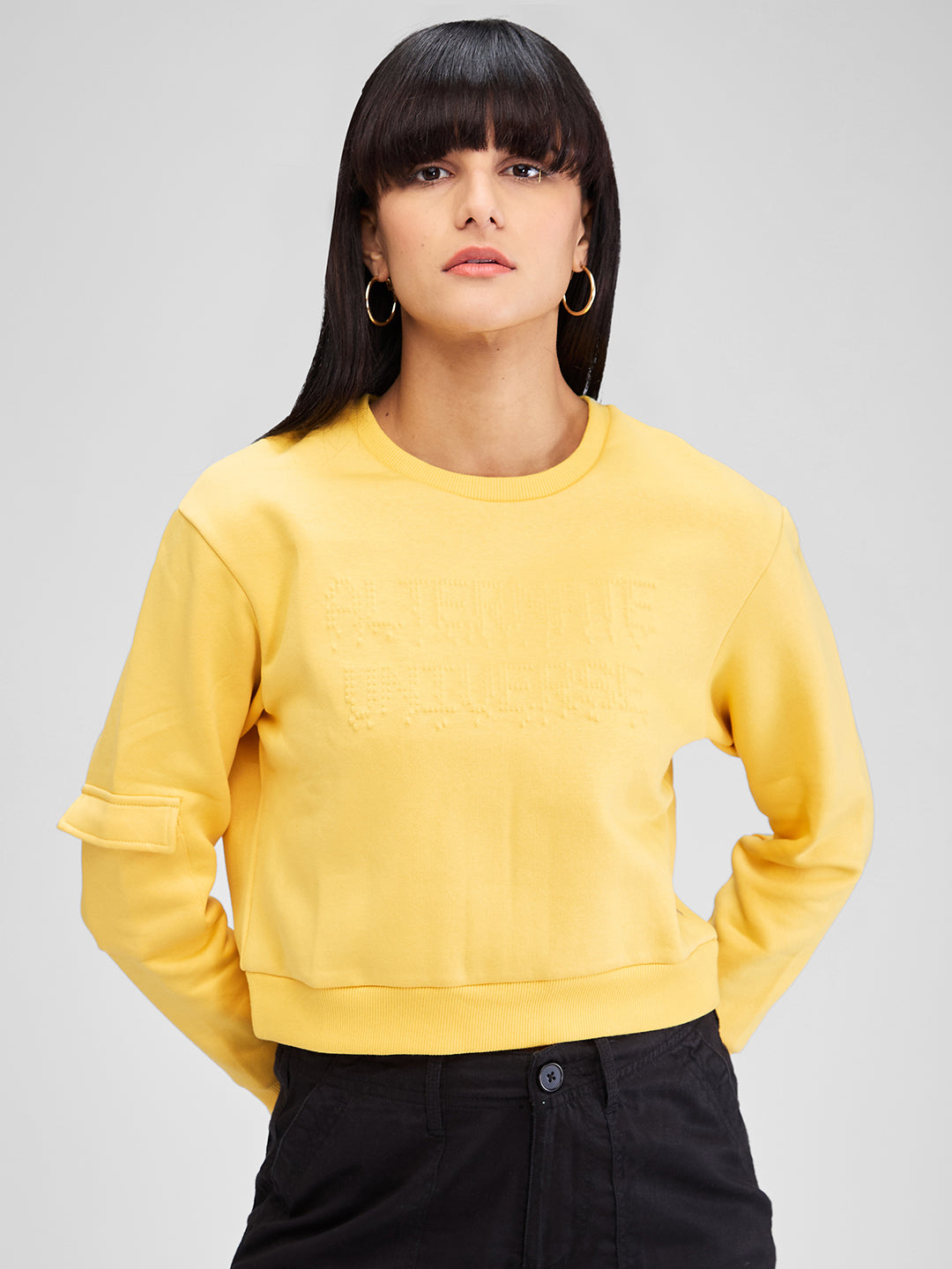 SPYKAR LADIES WESTERN SWEAT SHIRT WSSLW2BD012 PANACOTTAYELOW