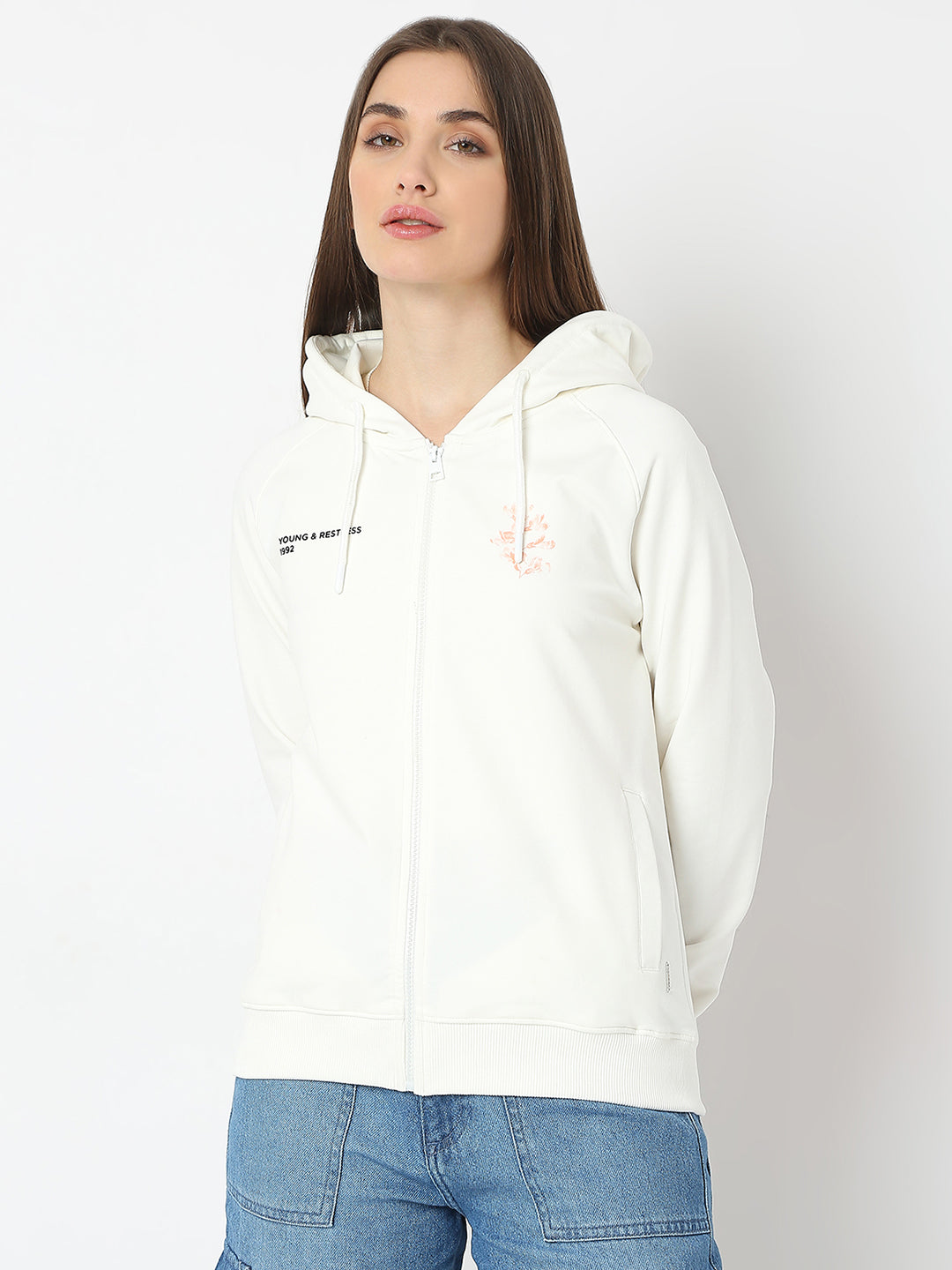 Spykar Ladies Western Sweat Shirt Wsslw2Bd081 White
