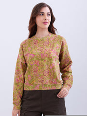 Spykar Ladies Western Sweat Shirt Wsslw2Be001 Seakelp Green