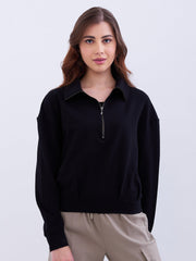 Spykar Black Relaxed Fit Casual Sweatshirts For Women