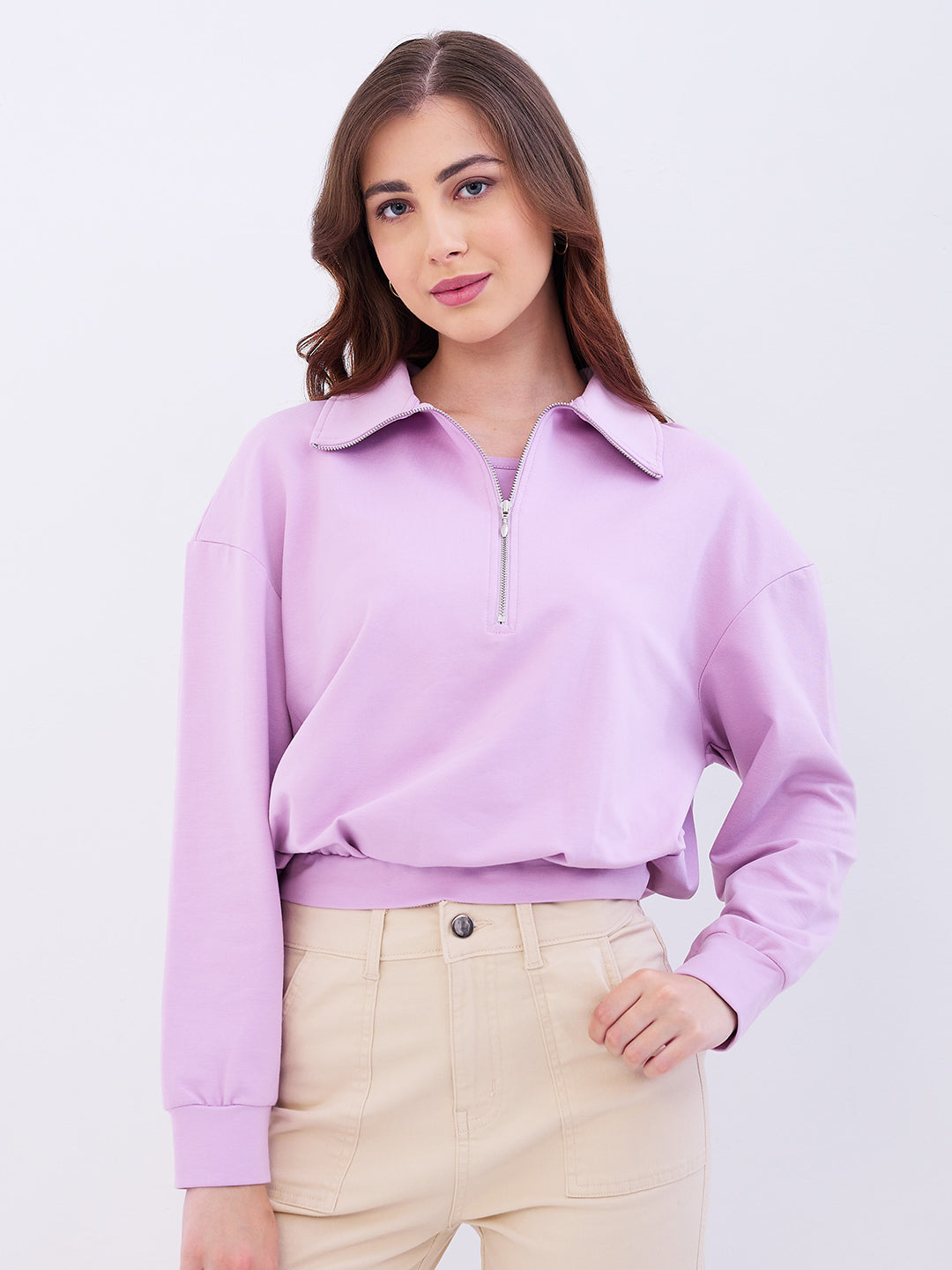 Spykar Ladies Western Sweat Shirt Wsslw2Be006 Orchid Purple