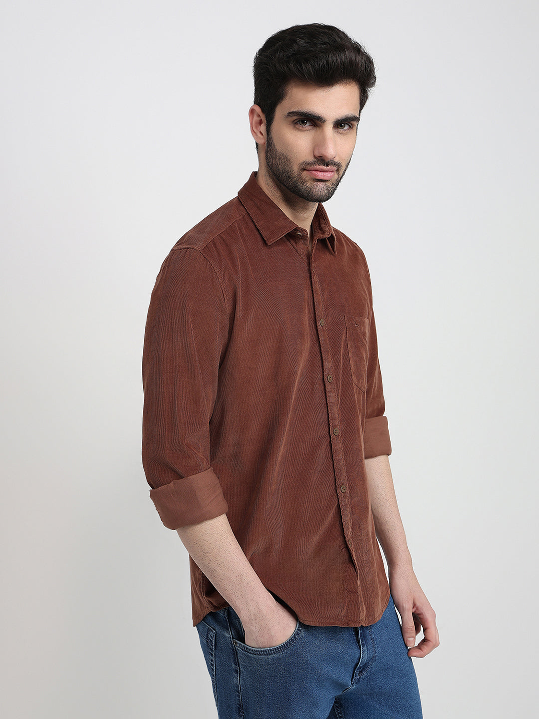 Parx Mens Casual Shirt F/S Xmss15072-O8-82F Dark Brown