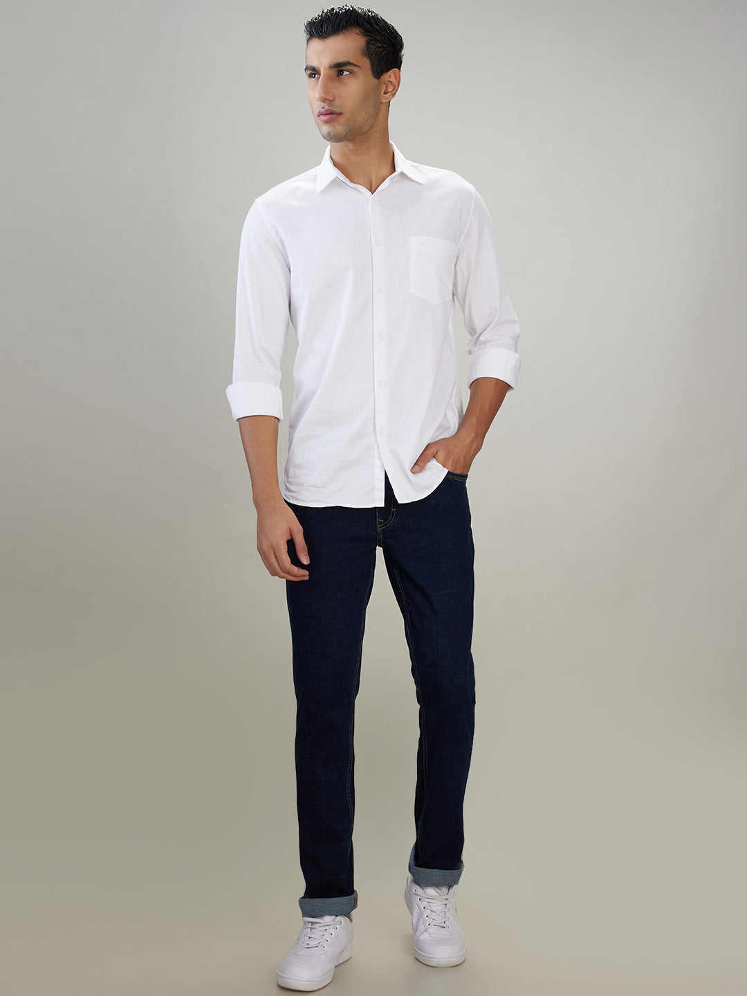 Parx Mens Casual Shirt F/S Xmss15422-W4-82F White