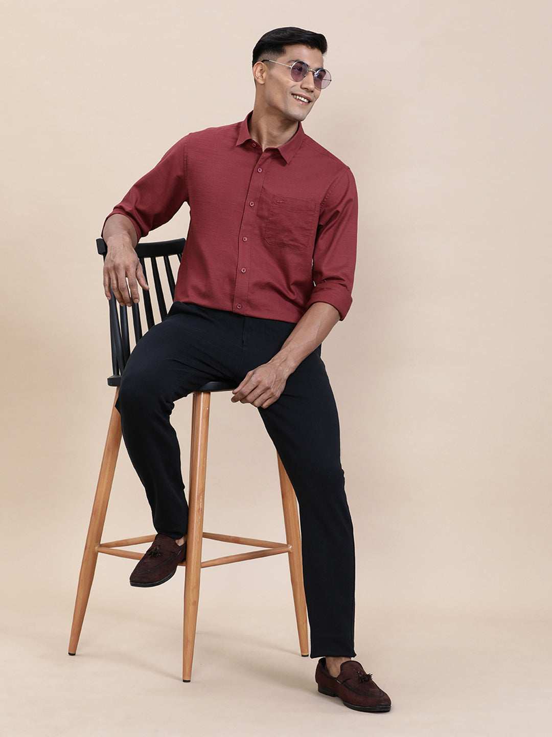 Crocodile Mens Casual Shirt F/S Crcs125-200Mt Tibetian Red