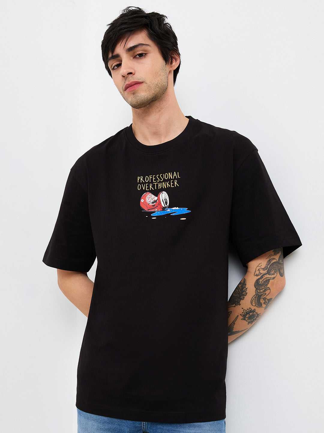 Spykar Mens T-Shirt H/S Mktft1Be180 Black