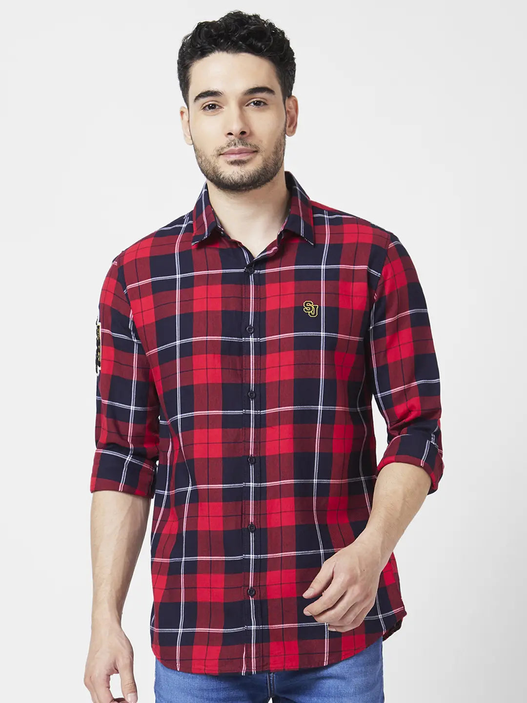 Spykar Mens Casual Shirt F/S Mshcs2Bc079 Red