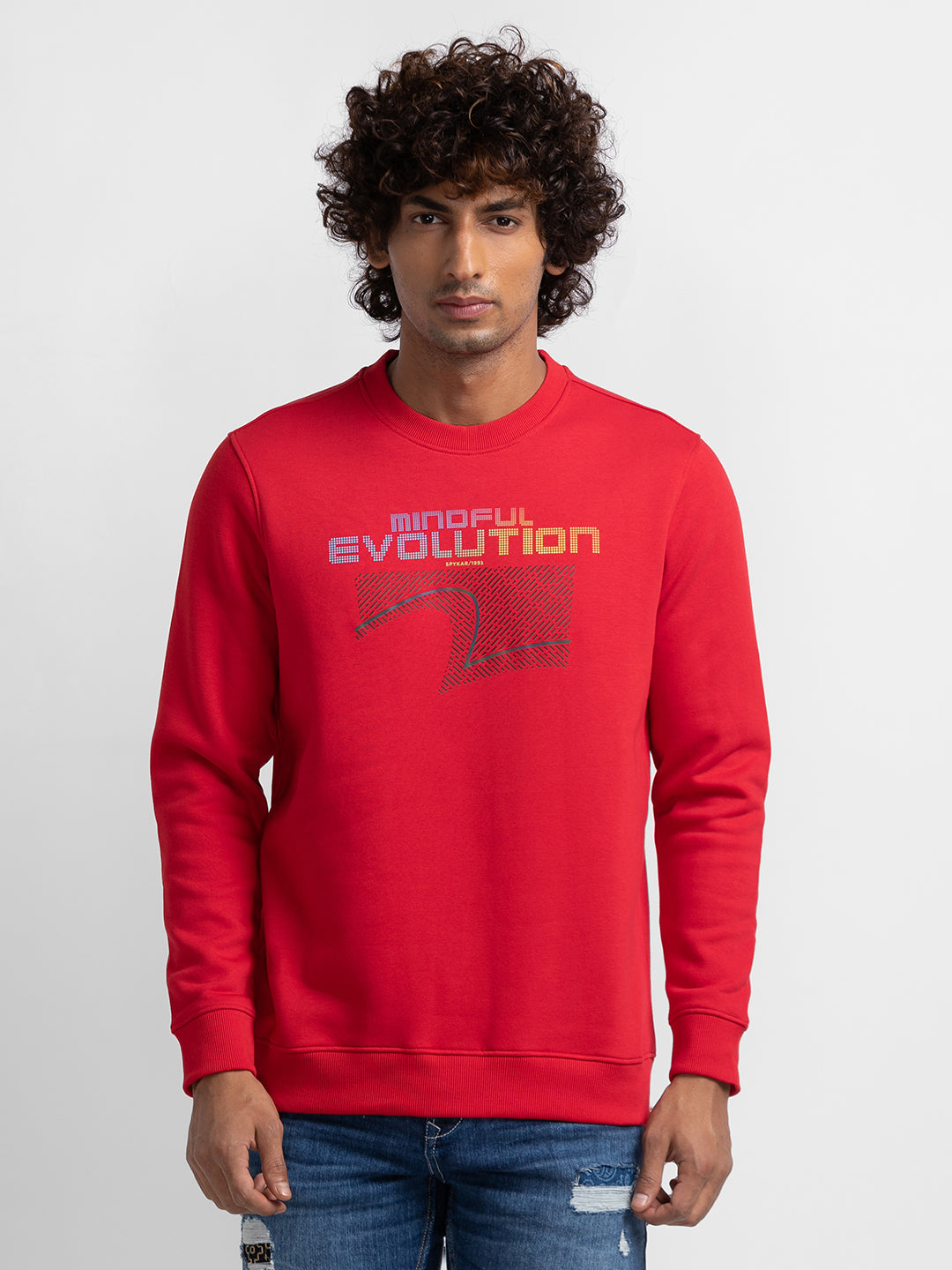 Spykar Mens Sweat Shirt F/S Mss-02Bbhw-198 True Red