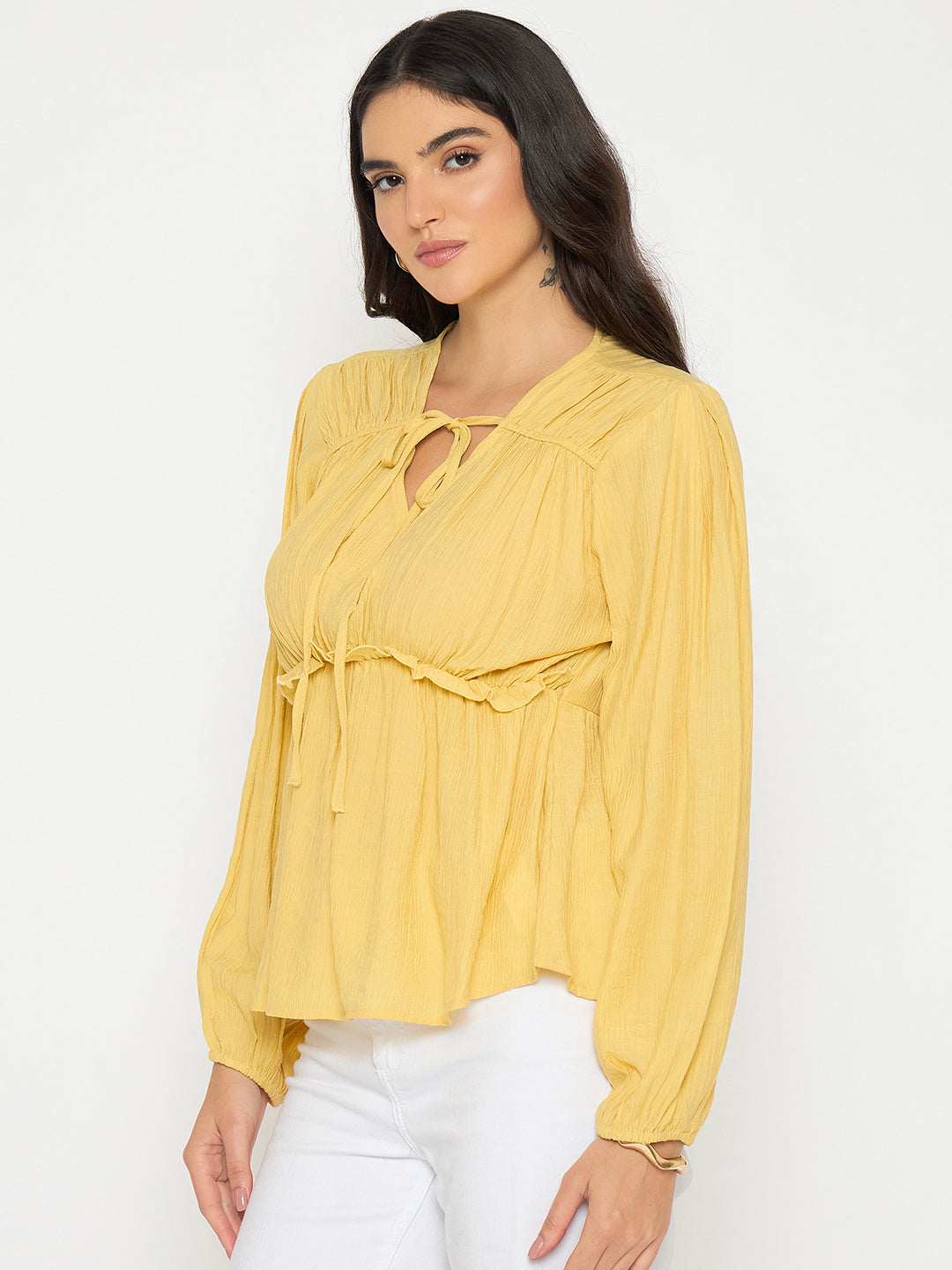 Madame Ladies Western Top H/S M5S18728 044 Yellow