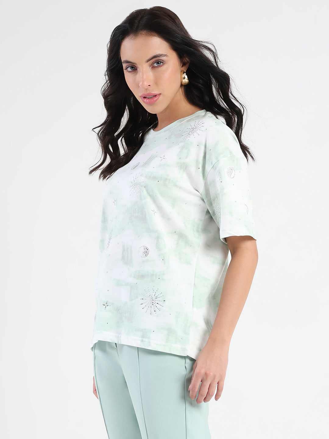 Madame Ladies Western Top H/S M5S11247 036 Sea Green