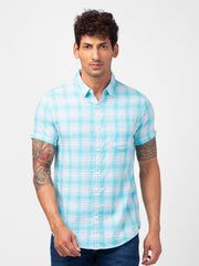 Spykar Mens Casual Shirt F/S Mshcs1Bc173 Bleached Aqua
