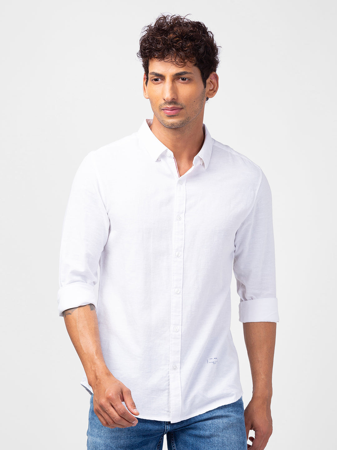 Spykar Mens Casual Shirt F/S Mshss1Bc011 White