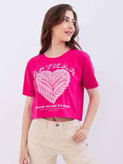 SPYKAR LADIES WESTERN T-SHIRT F/S WKTFT2BE114 LUMINOUS PINK