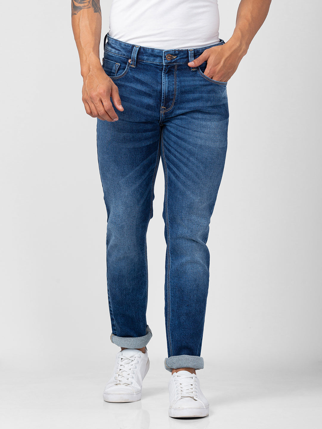 Spykar Mens Jeans Mdrc1Bc016 Mid Blue