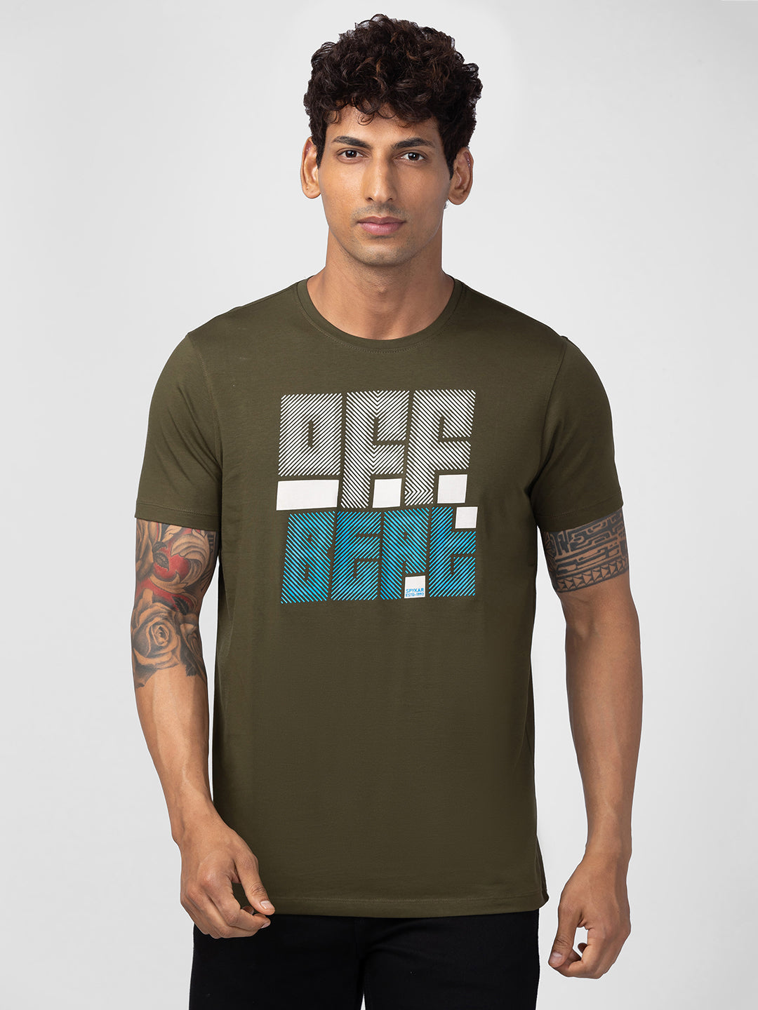 Spykar Mens T-Shirt H/S Mktcp1Bc036 Rifle Green