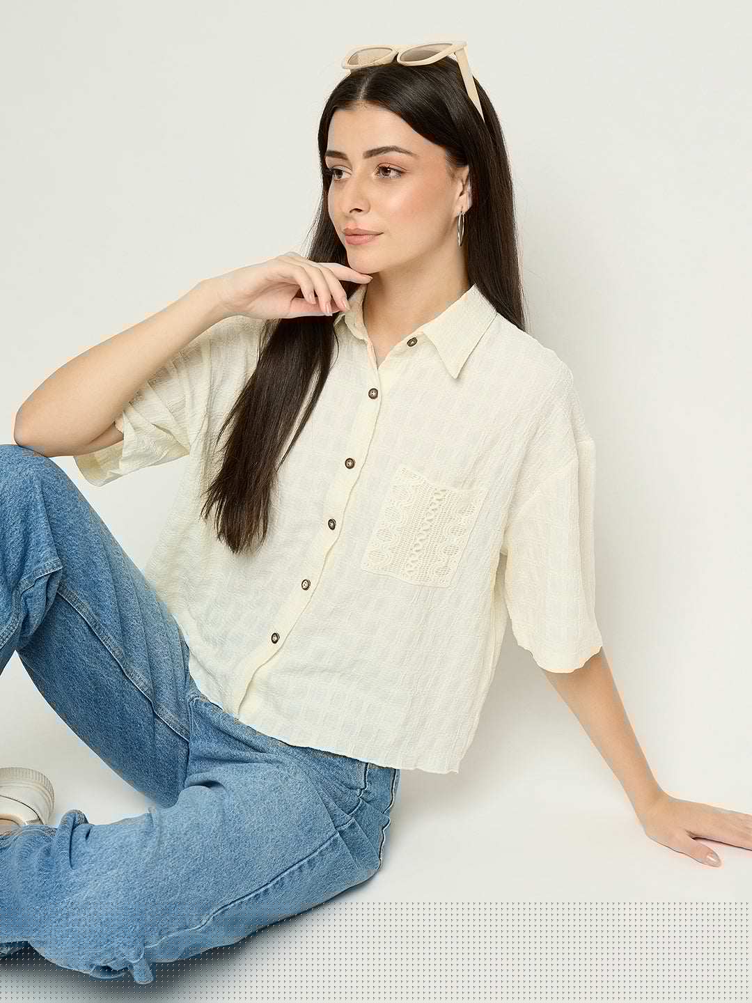 Madame Ladies Western Shirt F/S M5S18259 1 Off White
