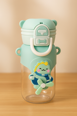 Cute Dinosaur Kids Sipper Bottle With Straw & Adjustable Strap – Leak-Proof Bpa-Free Water Bottle (Mint Green)