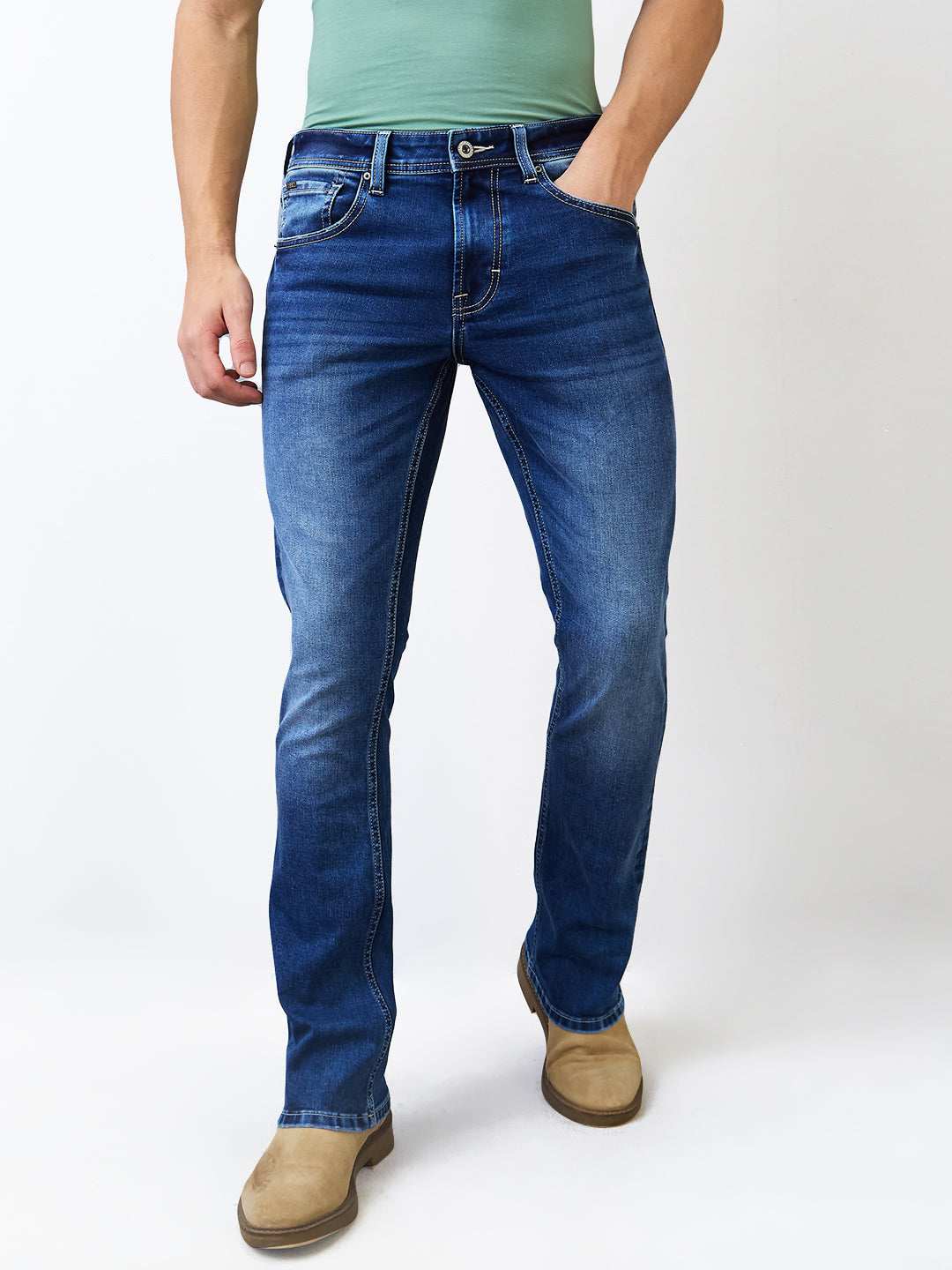 Spykar Mens Jeans Mdbct1Be004 Mid Blue