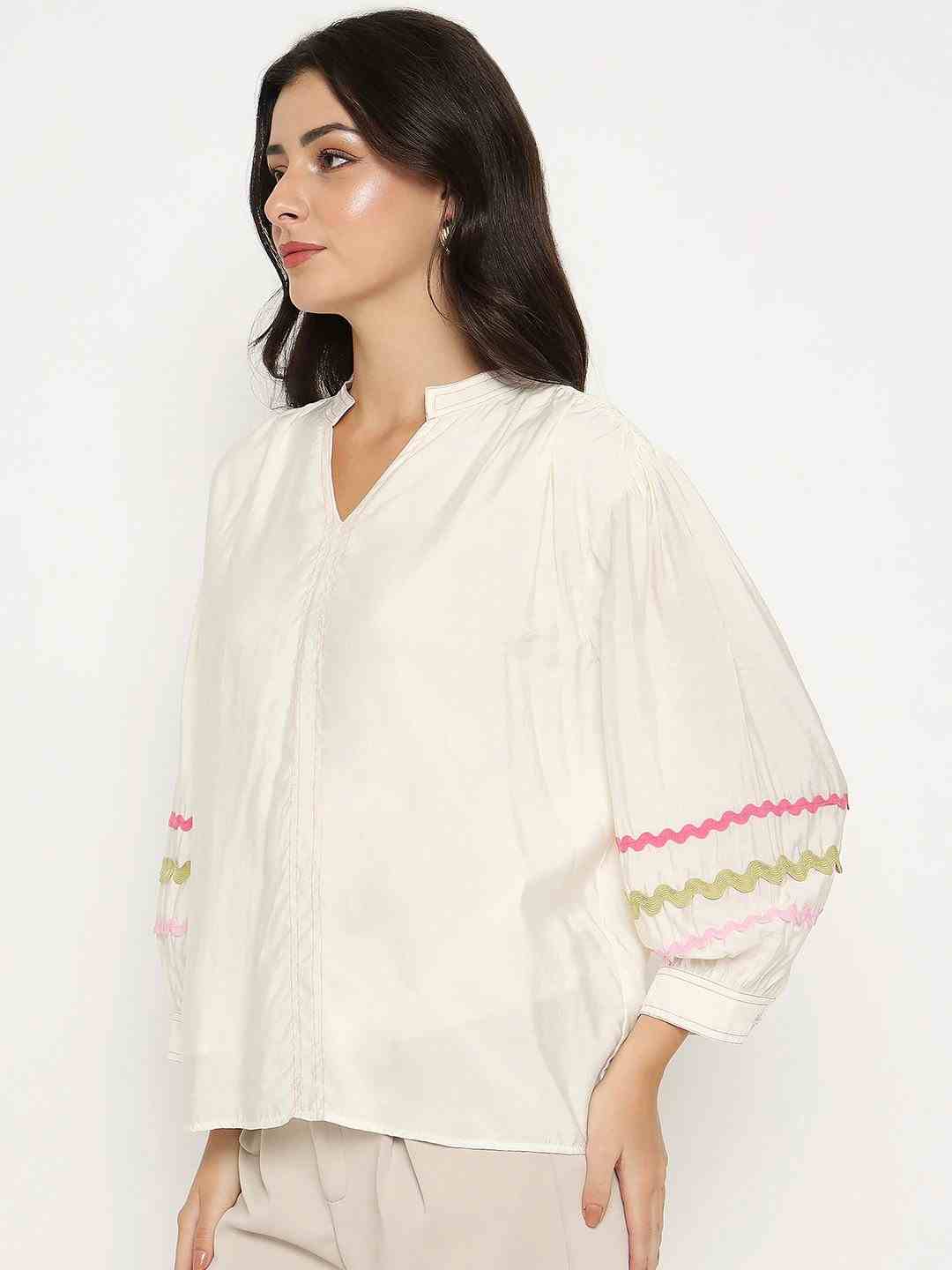 Madame Ladies Western Top H/S M5S18754 1 Off White