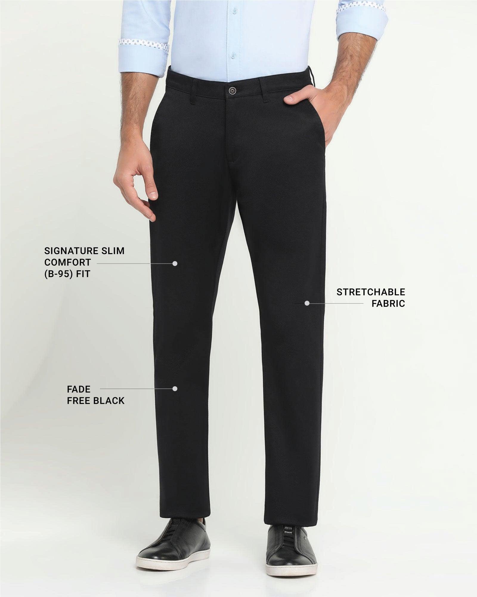Blackberry men's casual khaki trousers in black, featuring a relaxed fit and classic style, suitable for everyday wear.