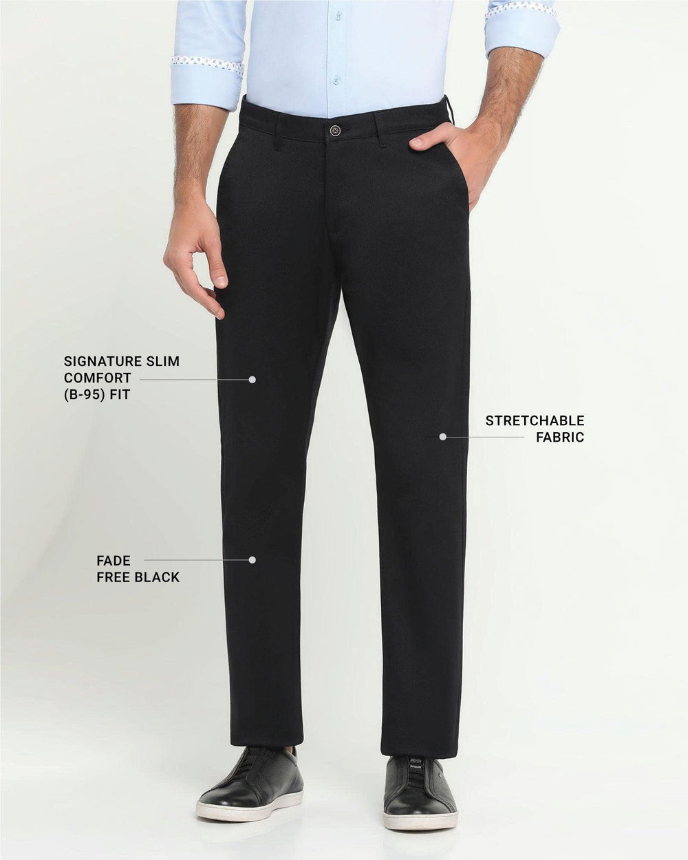 Blackberry men's casual khaki trousers in black, featuring a relaxed fit and classic style, suitable for everyday wear.