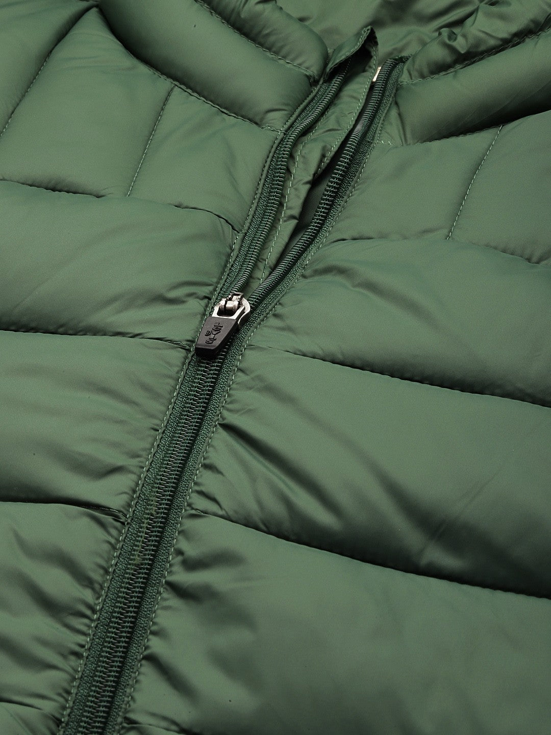 Men'S Quilted Green High Neck Puffer Jacket
