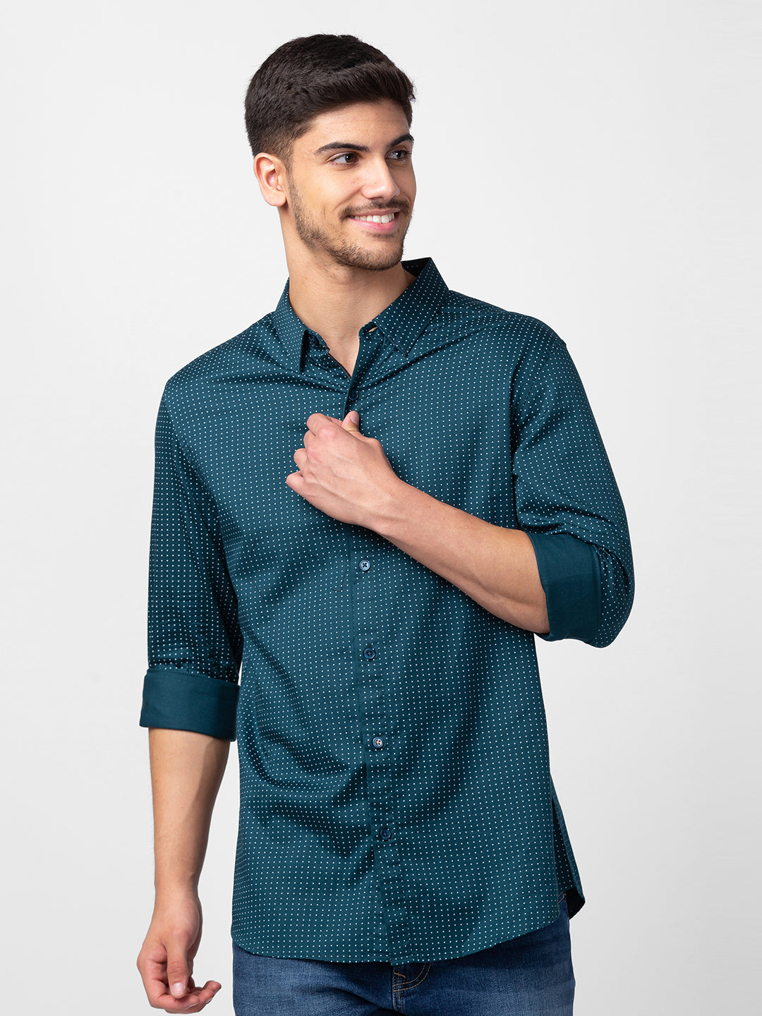 Men Coffee Brown Cotton Slim Fit Printed Shirt