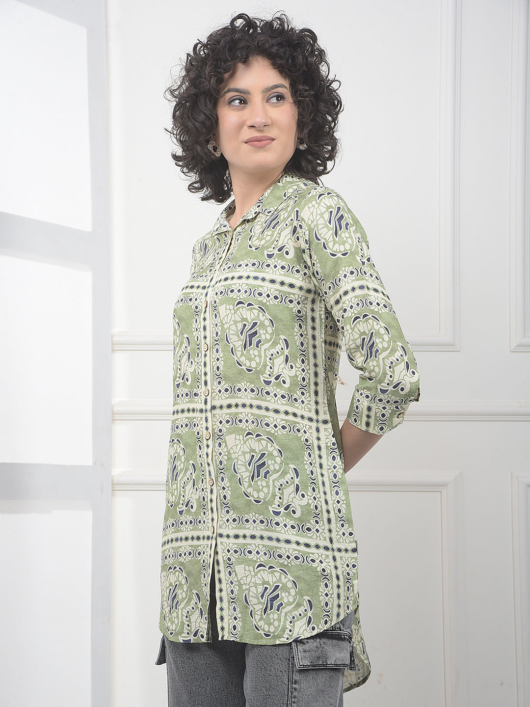 Eucalyptus Green Statement Print Shirt